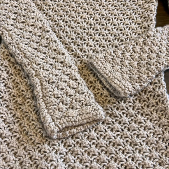 Berretti Cable Knit Chuncky Sweater Tan Cream Metallic Wool Alpaca Layered Gold - Picture 6 of 8